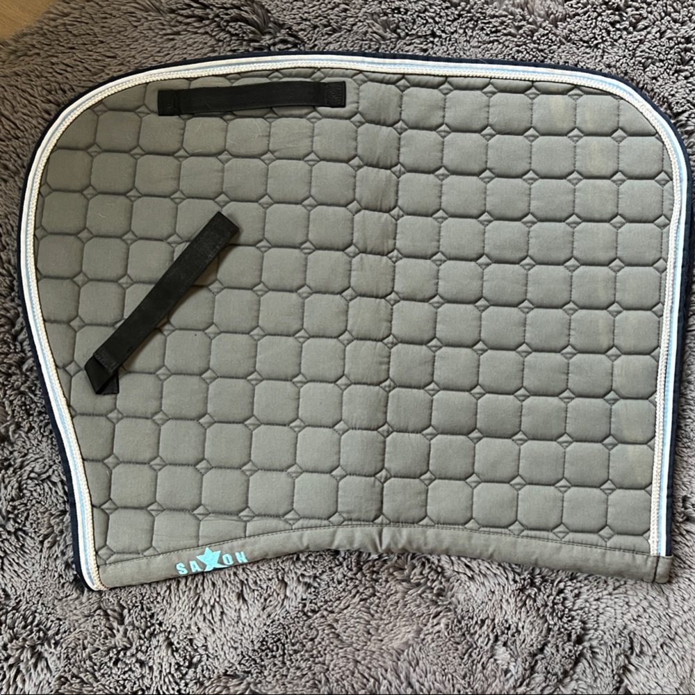 Saxon Gray and Blue Quilted Saddle Pad